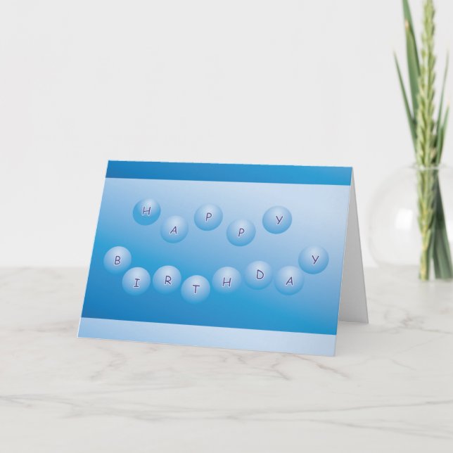 Happy Birthday Blue Orbs Karte (Vorderseite)
