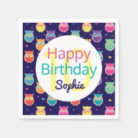 Happy Birthday Blue Owl Muster Personalisiert Kids