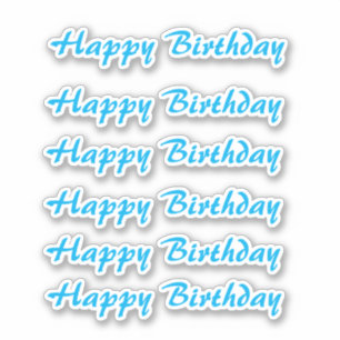 Happy Birthday Blue Simple Minimalistisch Typograf Aufkleber