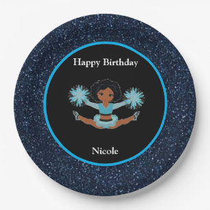 "Happy Birthday" Blue Sparkle Pappteller