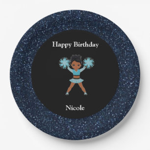 "Happy Birthday" Blue Sparkle Pappteller