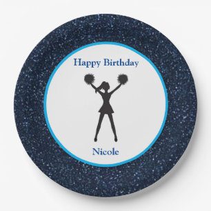 "Happy Birthday" Blue Sparkle Pappteller