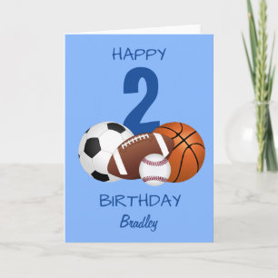 Happy Birthday Blue Sports Kinder Karte