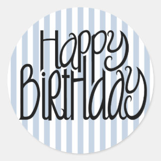 Happy Birthday Blue Stripes Aufkleber