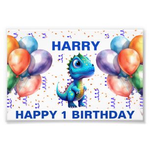 HAPPY BIRTHDAY BLUE T REX FOTODRUCK