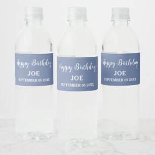 Happy Birthday Blue Water Flaschen Etiketten