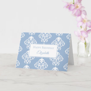 Happy Birthday Blue White Baroque Karte