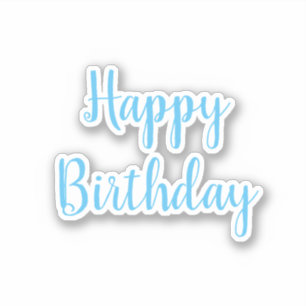 Happy Birthday Blue White Trendy Cool einfach Aufkleber