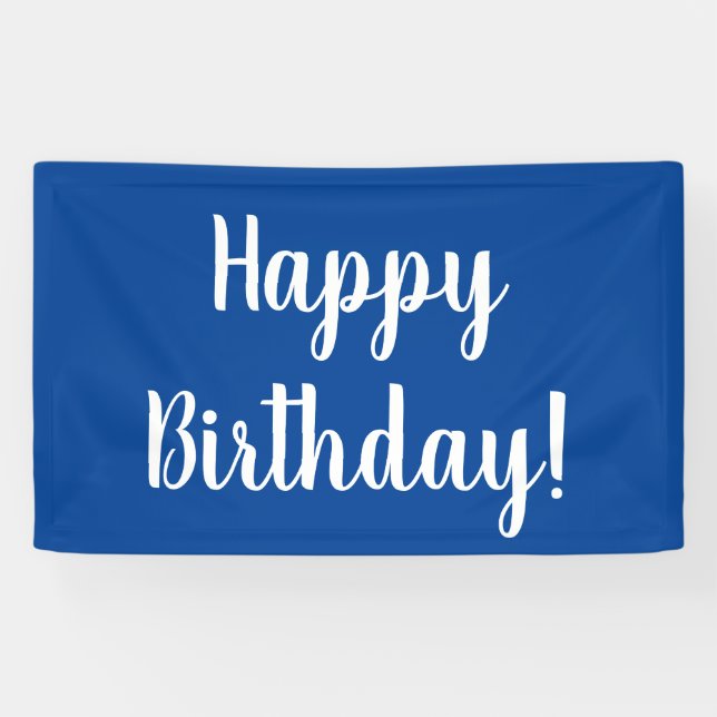 Happy Birthday Blue White Typografy Banner (Horizontal)