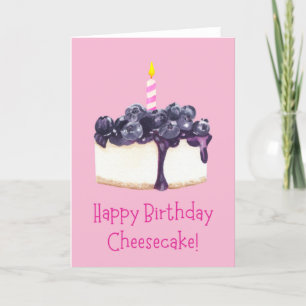 Happy Birthday Blueberry Cheesecake Pink Card Karte
