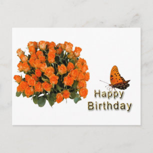 Happy Birthday Blume Butterfly Postkarte