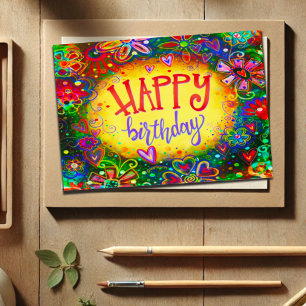 Happy Birthday Blume Girly Fun Hübsch Karte