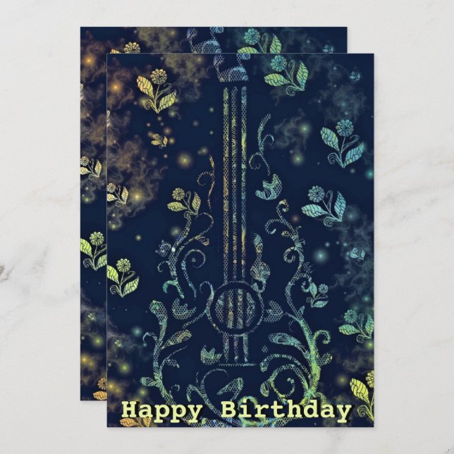 Happy Birthday - Blume Gitarre Art (Vorne/Hinten)