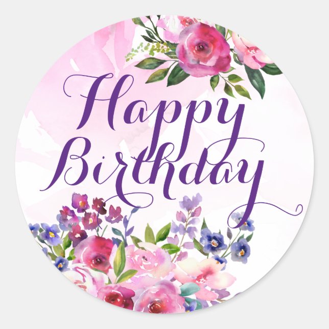 Happy Birthday Blume Stickers (Vorderseite)