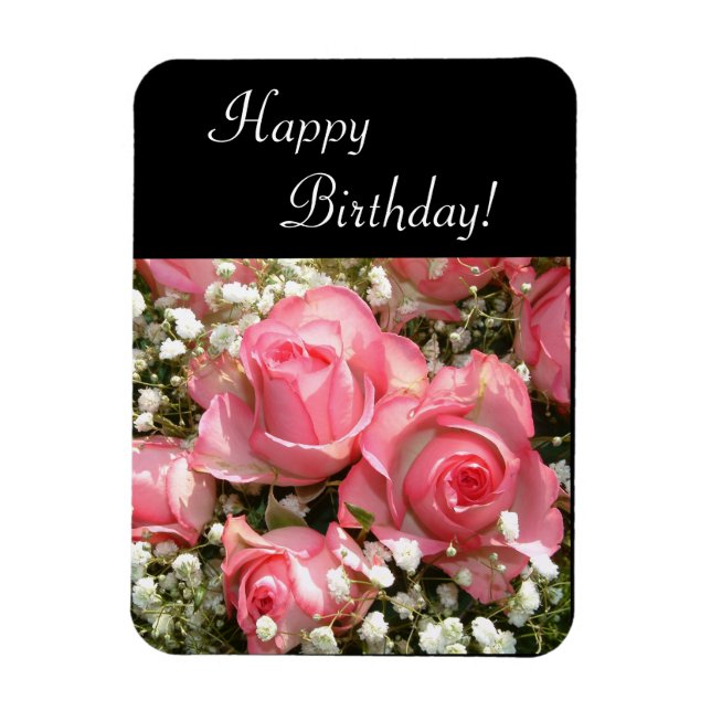 Happy Birthday Blume | Vertikale Karte Magnet (Vertikal)