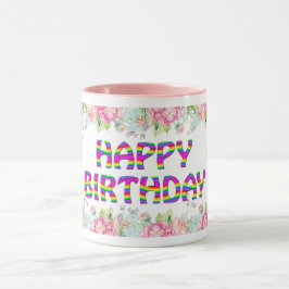 Happy Birthday Blumendesign Tasse