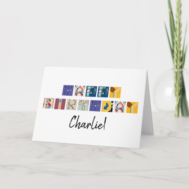 "Happy Birthday" Board Game Alphabet Card Karte (Vorderseite)
