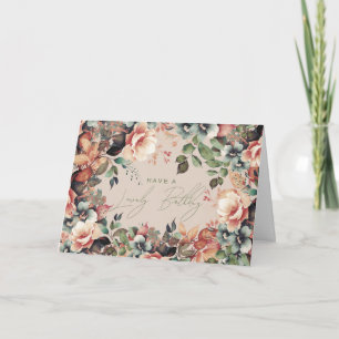 Happy Birthday Boho Garden Floral Champagne Karte