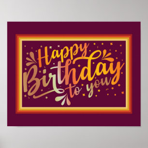 Happy Birthday boho Retrofarben Poster