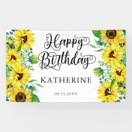 Happy Birthday Boho Sunflowers | Eukalyptus-Party Banner