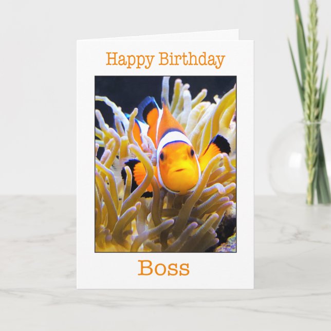 Happy Birthday Boss Clown Fish Card Karte (Vorderseite)