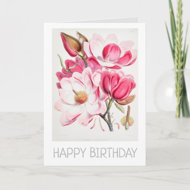 HAPPY BIRTHDAY BOTANICAL "MAGNOLIA" CARD KARTE (Vorderseite)
