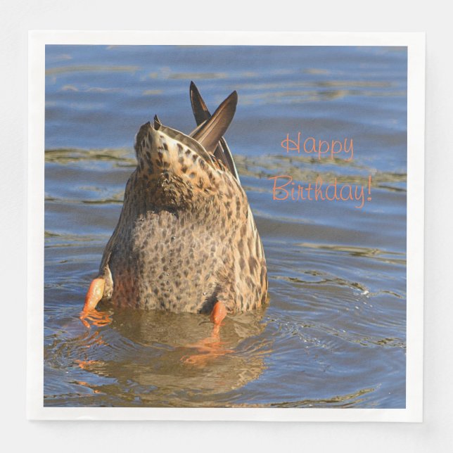 Happy Birthday Botoms Up Duck Serviette (Vorderseite)