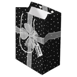 Happy Birthday Bow auf Polka Dots Mittlere Geschenktüte