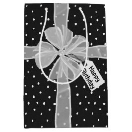 Happy Birthday Bow auf Polka Dots Mittlere Geschenktüte