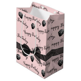 Happy Birthday Bow und Polka Dot Balloons Mittlere Geschenktüte