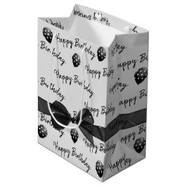 Happy Birthday Bow und Polka Dot Balloons Mittlere Geschenktüte