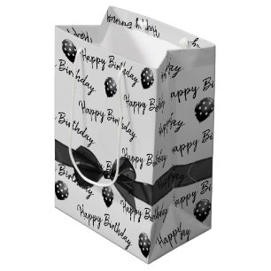 Happy Birthday Bow und Polka Dot Balloons Mittlere Geschenktüte