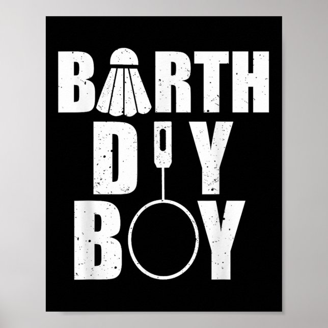 Happy Birthday Boy Badminton Player Shuttle Birthd Poster (Vorne)