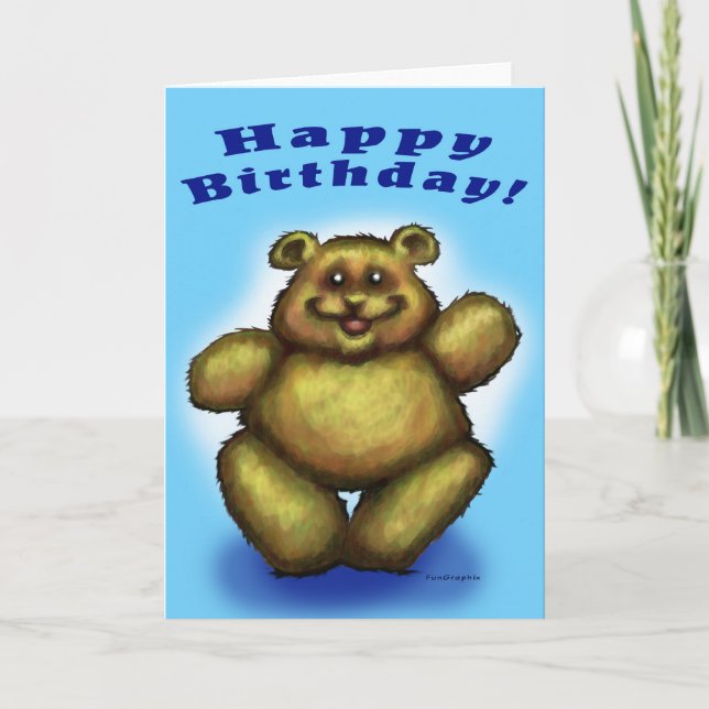 Happy Birthday Boy Bear Karte (Vorderseite)
