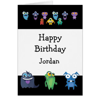 Happy Birthday Boy Girl Fun Monster Cartoon