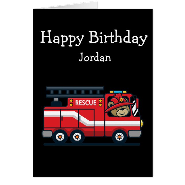 Happy Birthday Boy Girl Loves Fire Trucks (Vorne)