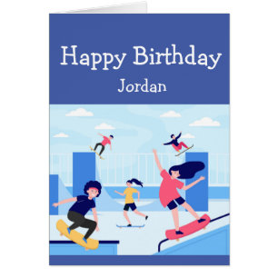 Happy Birthday Boy Girl Loves Skateboarding