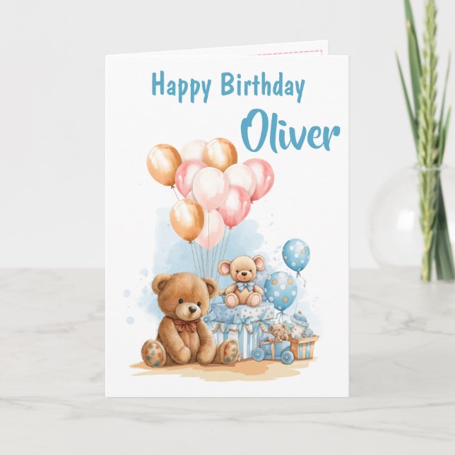 Happy Birthday Boy Watercolor Toys Card Karte (Vorderseite)