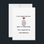 Happy Birthday Boyfriend Birthday Card Funny Karte<br><div class="desc">Für Freunde,  die einen guten Spaß haben,  ist diese lustige Geburtstagskarte perfekt. Mit seinem minimalistisch-stilvollen Design können Sie Ihre Geburtstagsbotschaft auf der Rückseite hinzufügen. Feiern Sie den Geburtstag Ihres Freundes,  indem Sie heute diese lustige Geburtstagskarte Ihres Freundes kaufen!</div>