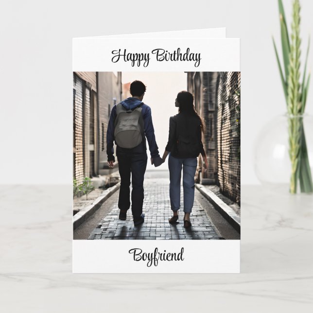 Happy Birthday Boyfriend | Hängebänder für Doppelh Karte (Vorderseite)