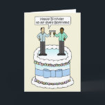 Happy Birthday Boyfriend Interracial Male Couple Karte<br><div class="desc">Ein Cartoon eines männlichen Paares,  stehend auf einem großen weißen Kuchen. Einer der Männer ist das Sprichwort zum anderen "Glücklichen Geburtstag zu meinem schönen Freund". Der Kuchen hat einen blass blauen Bogen,  der um ihn herum gefesselt ist,  und ist Set gegen einen lemonfarbenen Hintergrund.</div>