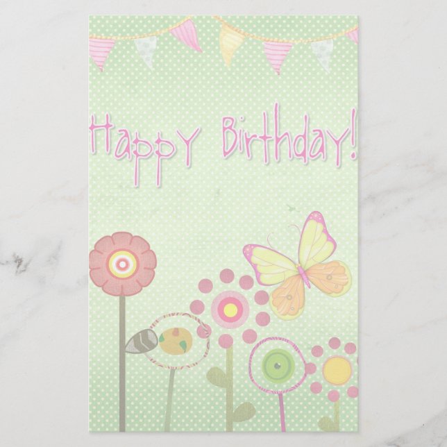 Happy Birthday Briefpapier (Vorderseite)