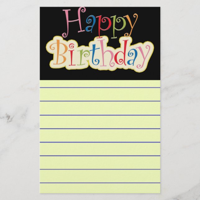 Happy Birthday Briefpapier (Vorderseite)