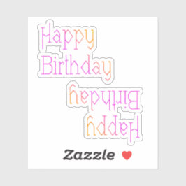 Happy Birthday Bright Pink Yellow Aufkleber