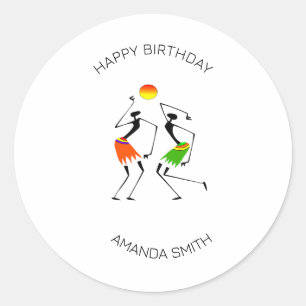 Happy Birthday Bright Sun Dance Runder Aufkleber