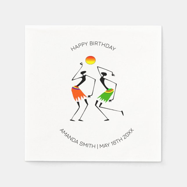 Happy Birthday Bright Sun Dance Serviette (Vorderseite)
