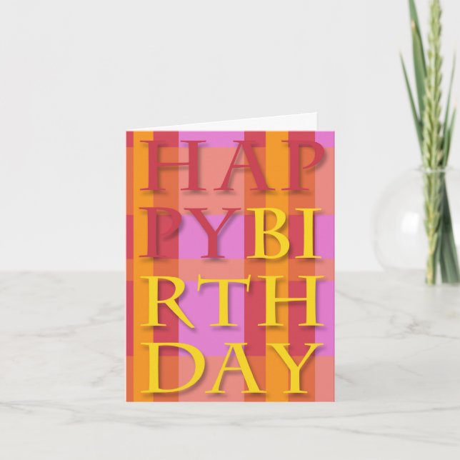 Happy Birthday Bright Text card Karte (Vorderseite)