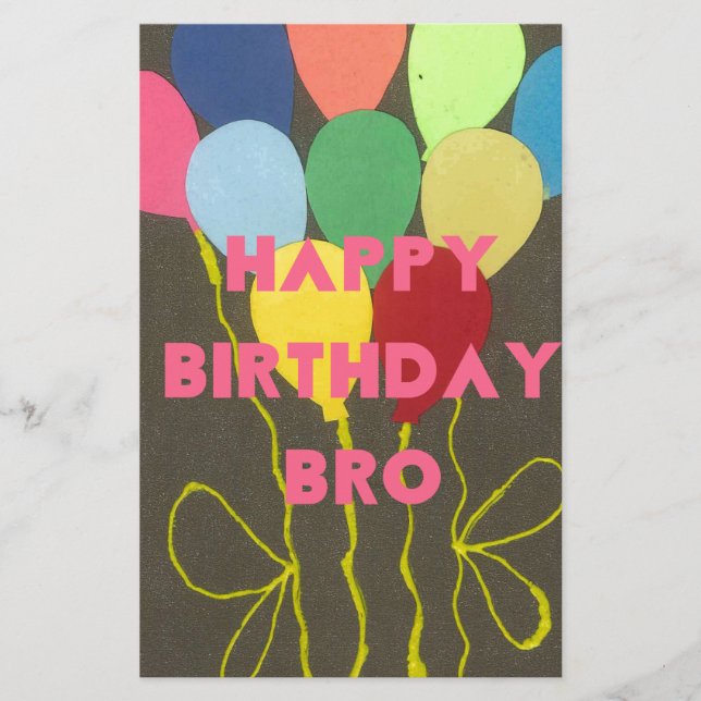 Happy Birthday Bro Art Print Briefpapier (Vorderseite)