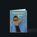 Happy Birthday Brother African American Card Karte<br><div class="desc">Diese coole Geburtstagskarte zeigt einen afroamerikanischen Mann mit einem blauen Anzug und einem schwarzen Shirt. Schicken Sie Ihrem Bruder eine Karte aus,  die zuverlässig ist und Ihre Nachricht so ausdrückt,  wie Sie es sich vorgestellt haben.</div>