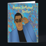 Happy Birthday Brother African American Card Karte<br><div class="desc">Diese coole Geburtstagskarte zeigt einen afroamerikanischen Mann mit einem blauen Anzug und einem schwarzen Shirt. Schicken Sie Ihrem Bruder eine Karte aus,  die zuverlässig ist und Ihre Nachricht so ausdrückt,  wie Sie es sich vorgestellt haben.</div>
